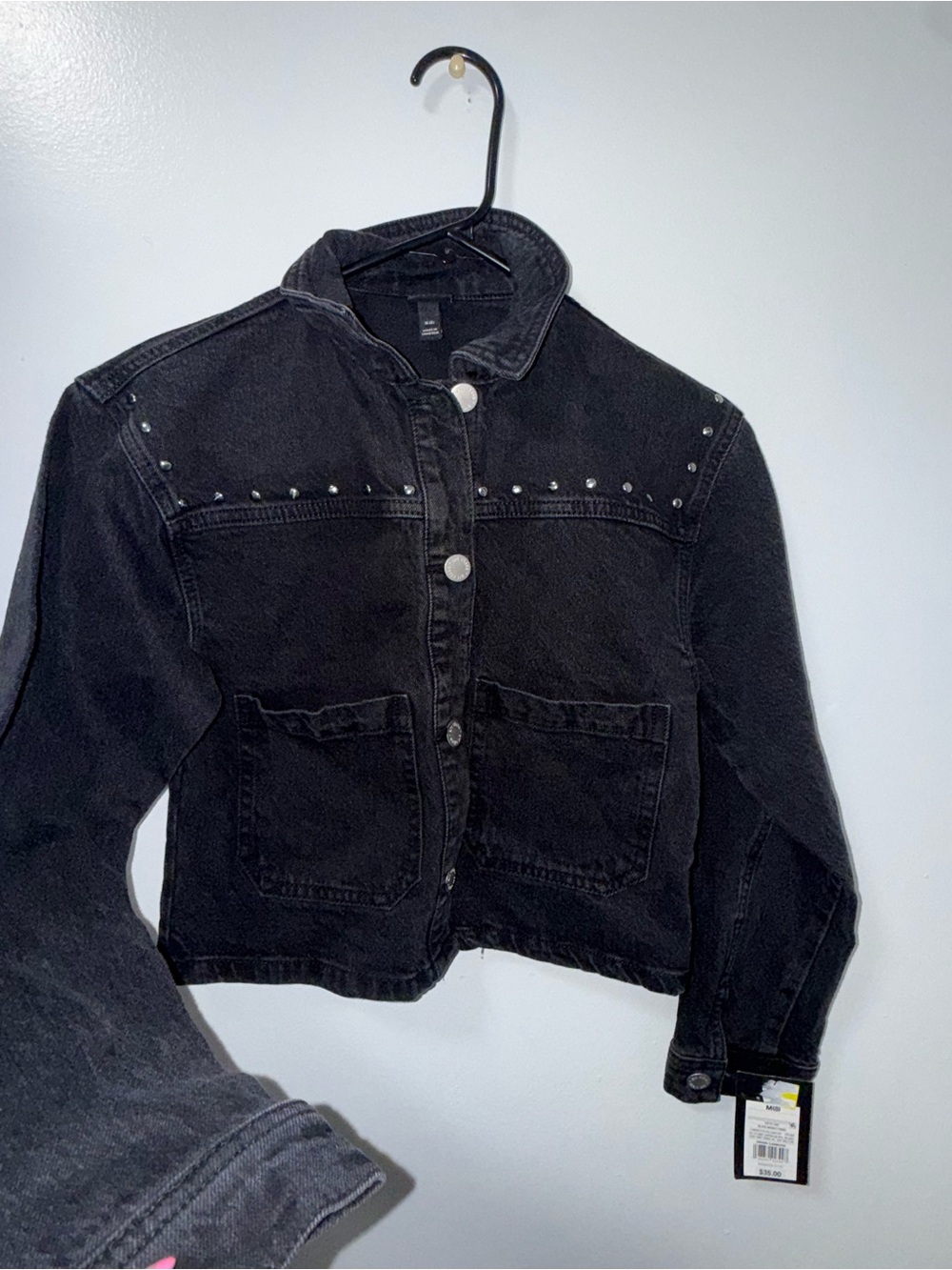 Cat & Jack Black Studded Kids Jean Jacket